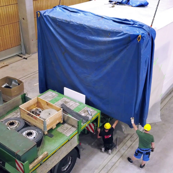 Die neue Produktionshalle von Schwörerhaus Luftaufnahme in der Produktionshalle